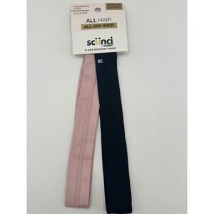 Scunci Headwraps 2-Piece Set,‎ All Hair All Day Hold, Black and Pink